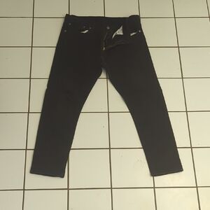 Levi's Black 512 Skinny Jeans with Cropped Distressed Style